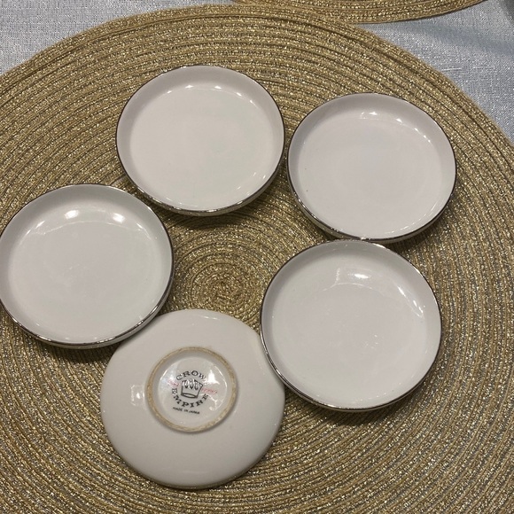Crown Empire Fine China Other - Crown Empire Fine China White and silver Rimmed Dish Set of 5 small plates